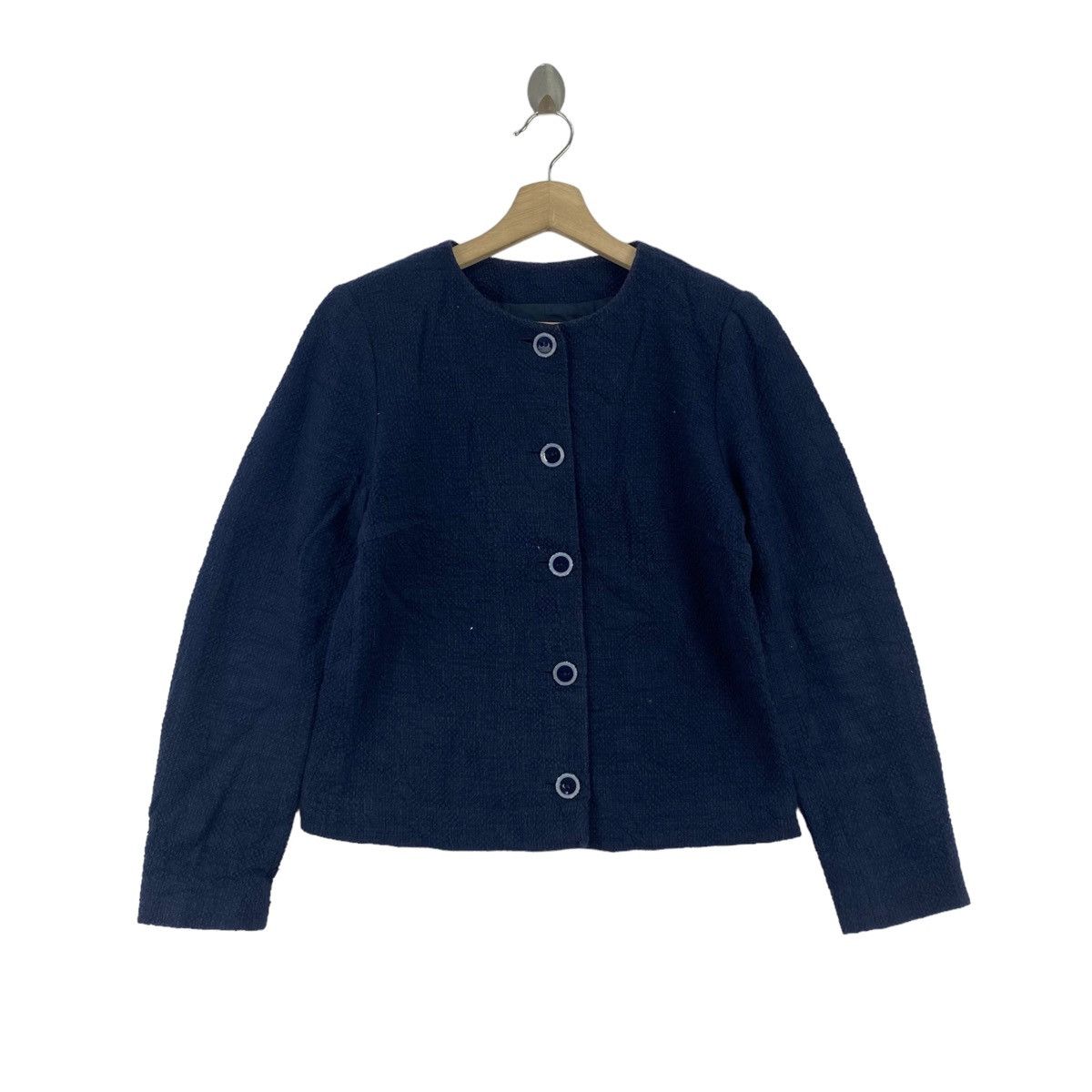 agnes b. AGNES B. PARIS Button Up Blue Crop Top Coat Size S / US 4 / IT 40 - 1 Thumbnail