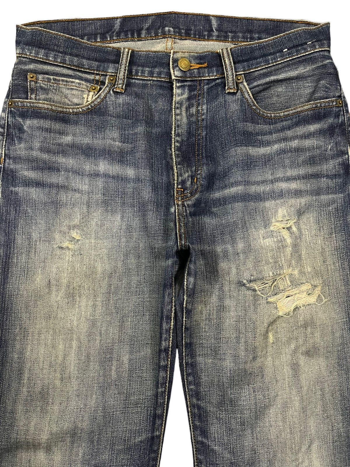 Sugar Cane Vintage Japanese Brand Blue Wash Distress Baggy Jeans Size US 32 / EU 48 - 3 Thumbnail