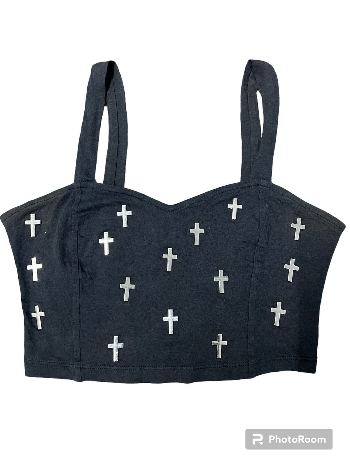 GOTHIC ALTERNATIVE TANK TOP BLACK METAL CROSSES CRO