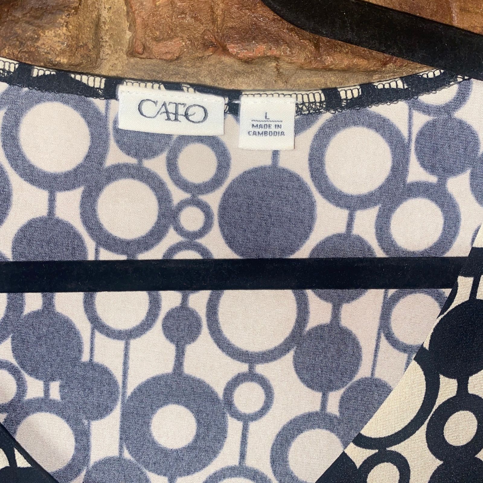 Cartoon Network Cato Beige Black Circle Polka Dot Print Draped Blouse Large Size L / US 10 / IT 46 - 4 Thumbnail