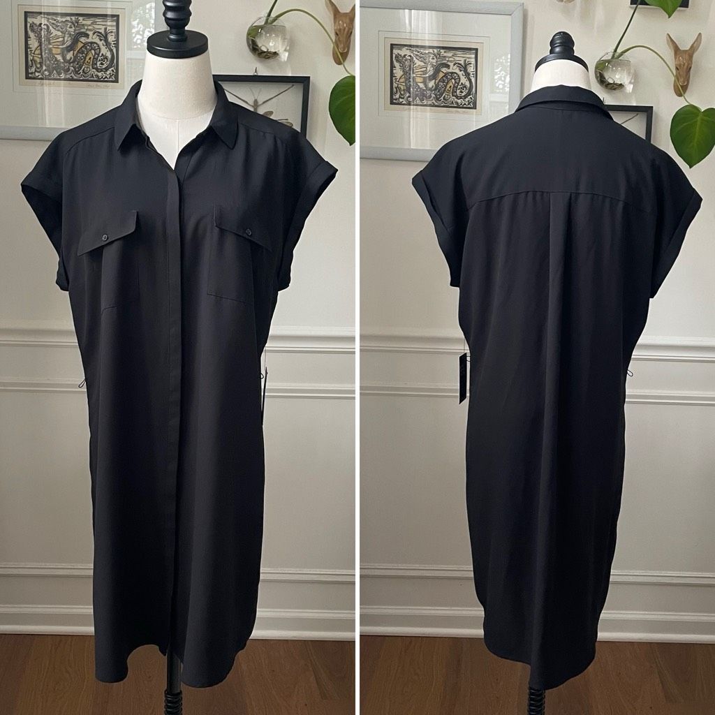 Express NWT Express Black Button Front Shirt Shift Dress L Size L / US 10 / IT 46 - 1 Thumbnail