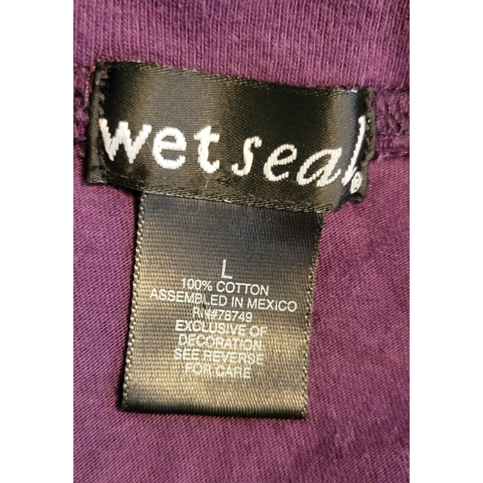Vintage VINTAGE Wet Seal Tunic Shirt L Juniors Women Purple Sparkle Jersey Top T-Shirt Casual Sleeve V-Neck 100% Cotton Size L / US 10 / IT 46 - 3 Thumbnail
