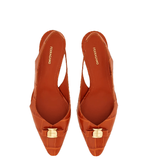 Salvatore Ferragamo o1s1rm0924 Mini Bow Slingback Pumps in Brown Size US 7.5 / IT 37.5 - 5 Thumbnail