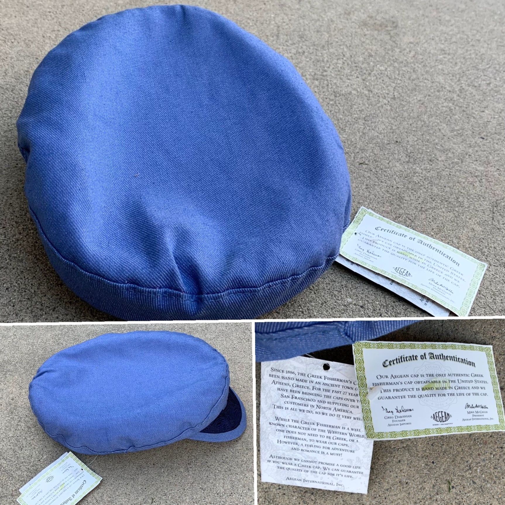 Denime Aegean Greek Fisherman’s Cap Denim Blue 100% Cotton 7 3/4 Made in Greece Navy Blue Mens Cap Size ONE SIZE - 4 Thumbnail