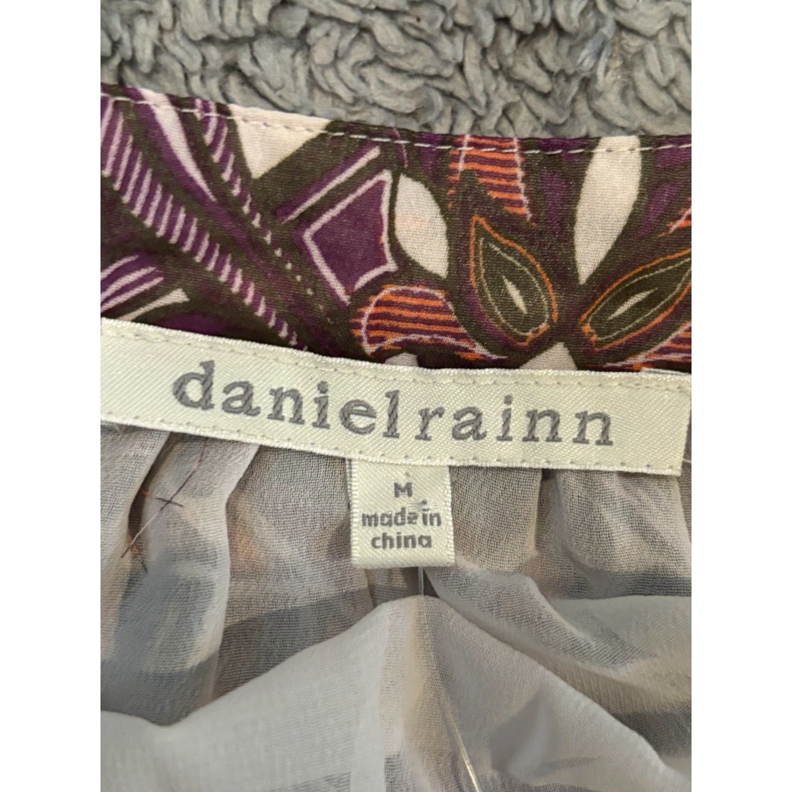 Vintage Daniel Rainn Blouse Womens L Purple Paisley Bohemian Peasant Long Sleeve Satin Polyester Chiffon Shirt Size L / US 10 / IT 46 - 2 Thumbnail