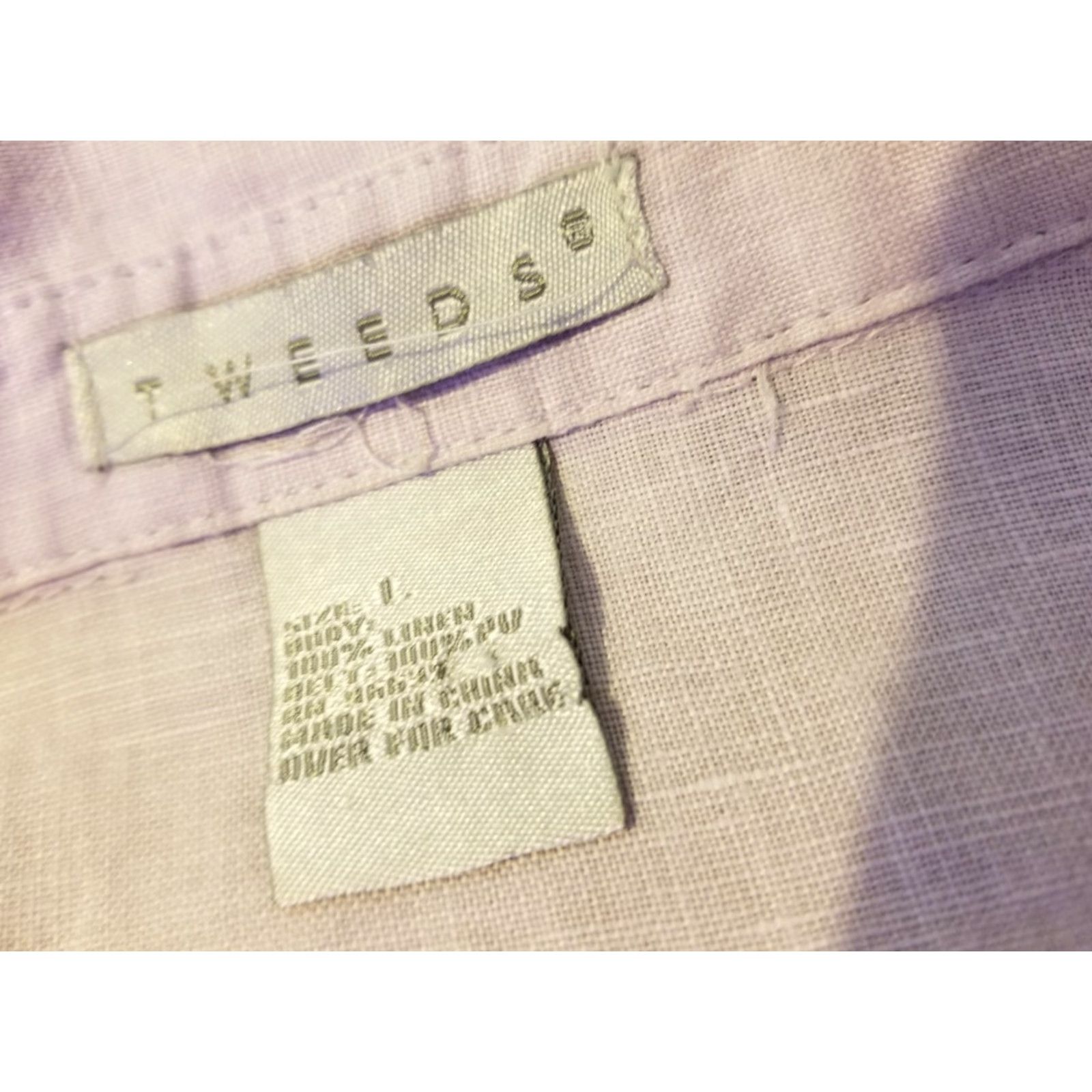 Vintage Womens Tweeds Linen Dress Shirt L Purple Button Blouse Size L Casual Spring Summer Womens Blouse Size L / US 10 / IT 46 - 2 Thumbnail