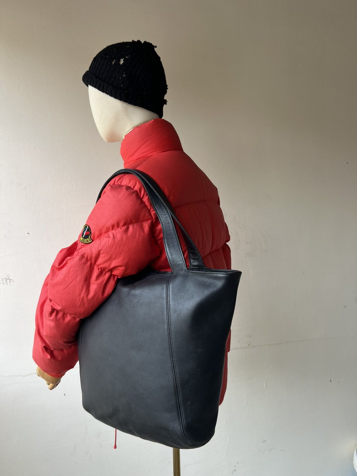 Vintage 90's Coach Made In Italy Patina Leather Tote Bag in Black, Men's