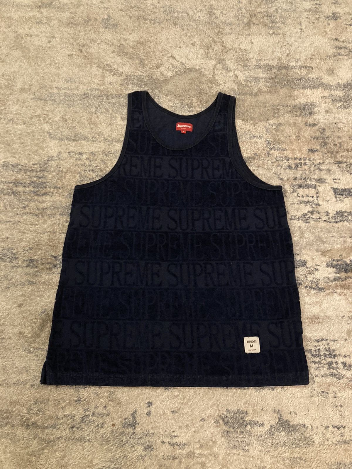 image of Supreme S/s 15 Tanktop Shirt Navy, Men's (Size Medium)