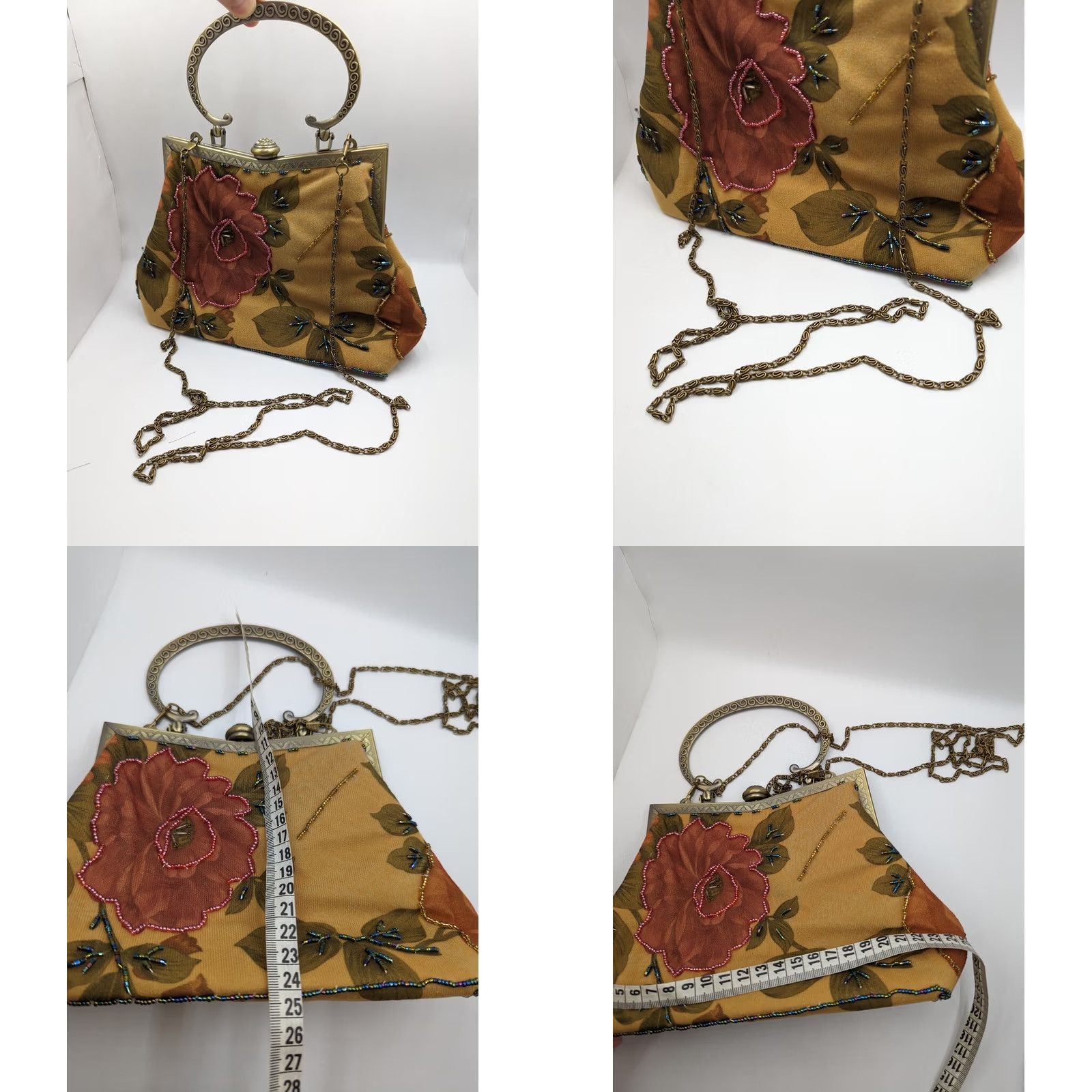 Vintage Leko London Womens Floral Clutch Bag Chain Handle Size ONE SIZE - 9 Thumbnail