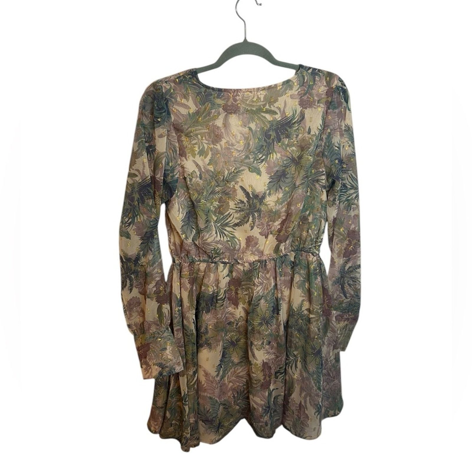 Other Amuse Society Tropical Floral Metallic V-Neck Dress Size M / US 6-8 / IT 42-44 - 2 Thumbnail
