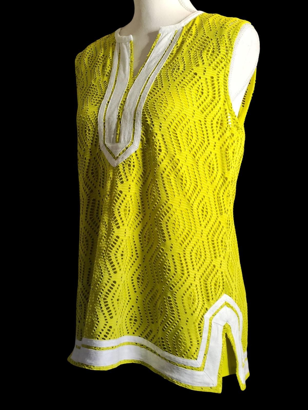 Other Peck & Peck Yellow Sleeveless Women's Tunic with White Trim Size M / US 6-8 / IT 42-44 - 5 Thumbnail