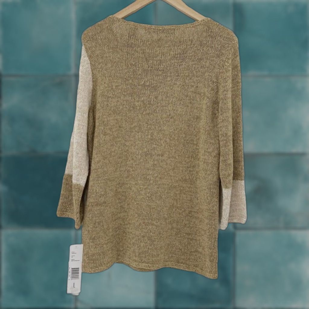 Vintage NWT Crazy Horse Flower Textured Knit Sweater Beige L Womens Boho Preppy 3/4 Sleeve Pullover Size Large Glow Vintage-inspired Size L / US 10 / IT 46 - 1 Thumbnail