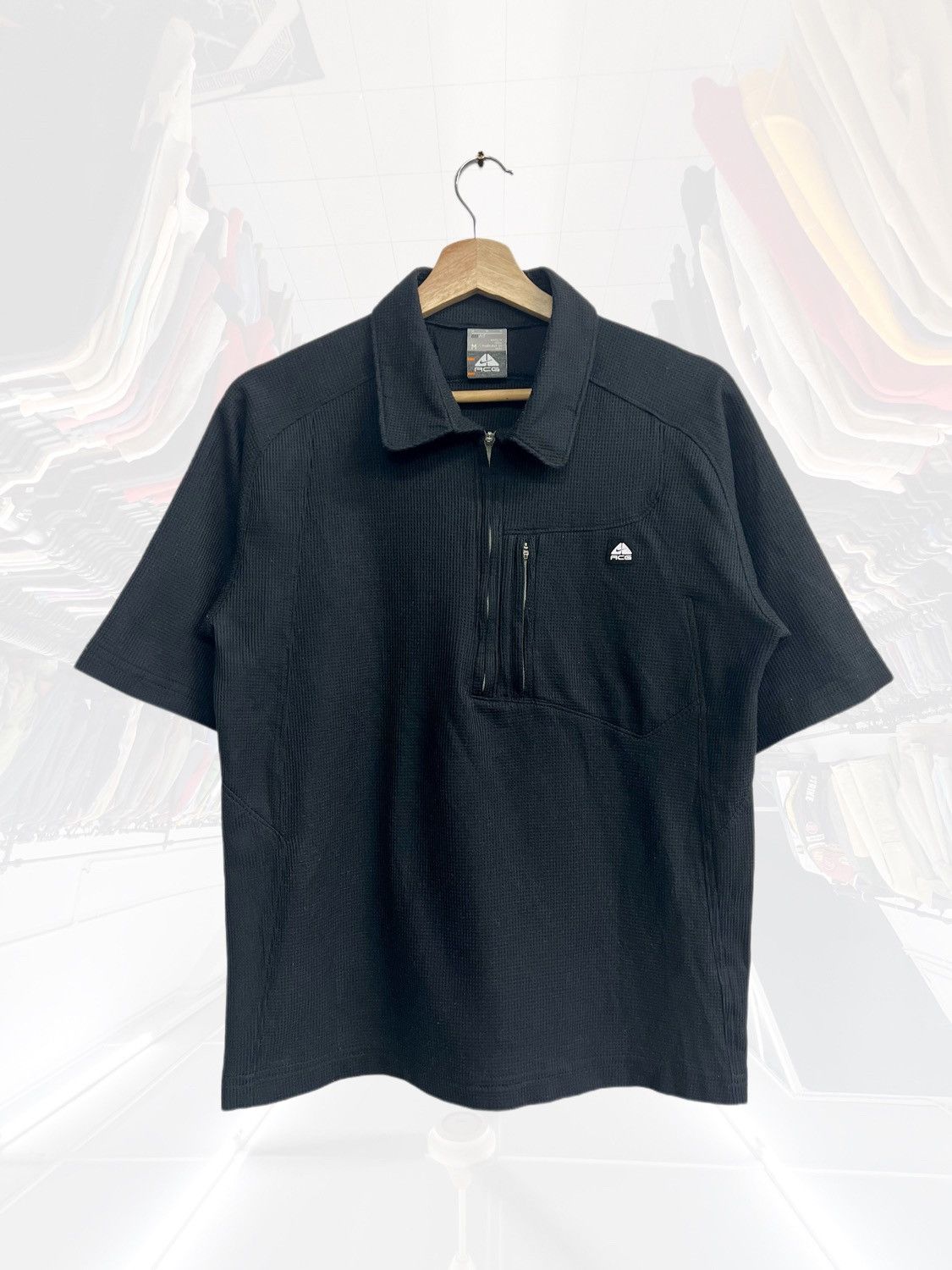Nike ACG Mens Fit Dry Brown S/S Cotton Polyester Outdoor Polo Size Large L