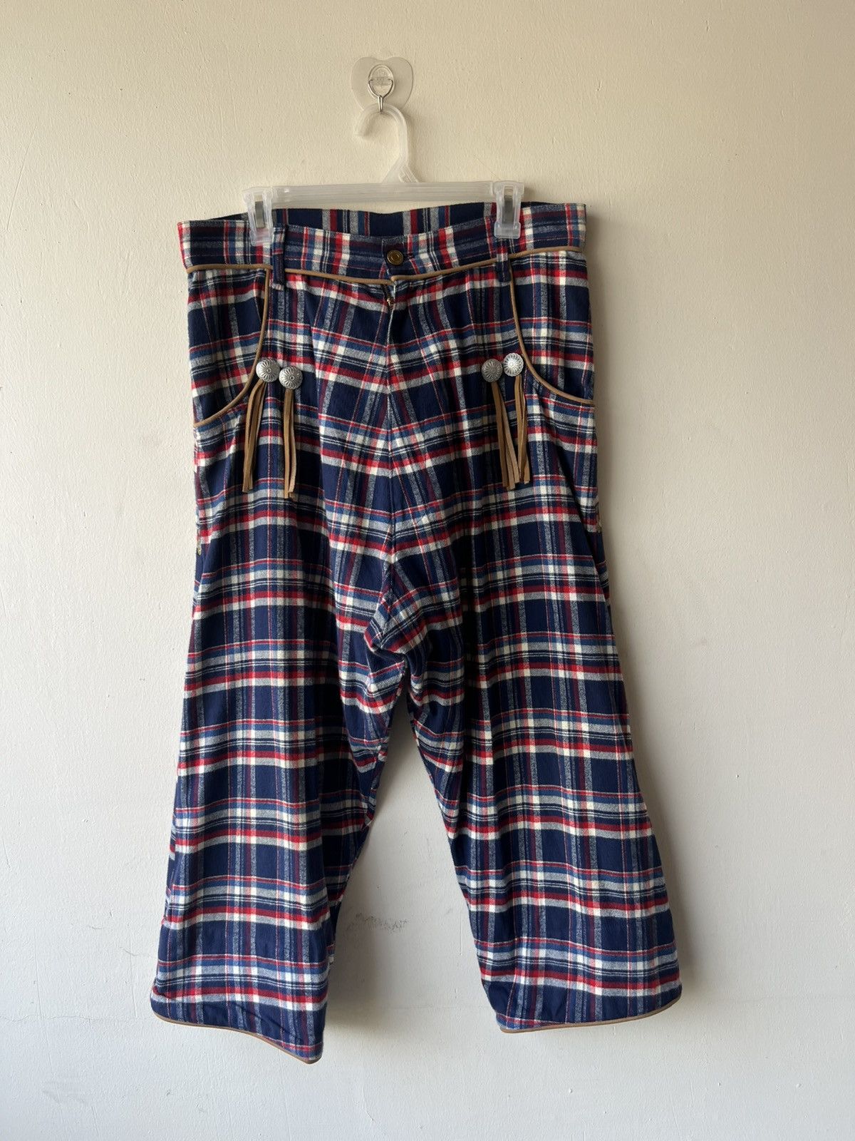 mercibeaucoup Drop Crotch Plaid Tartan Cropped Westerner Pant Size 3 Size US 33 - 2 Thumbnail