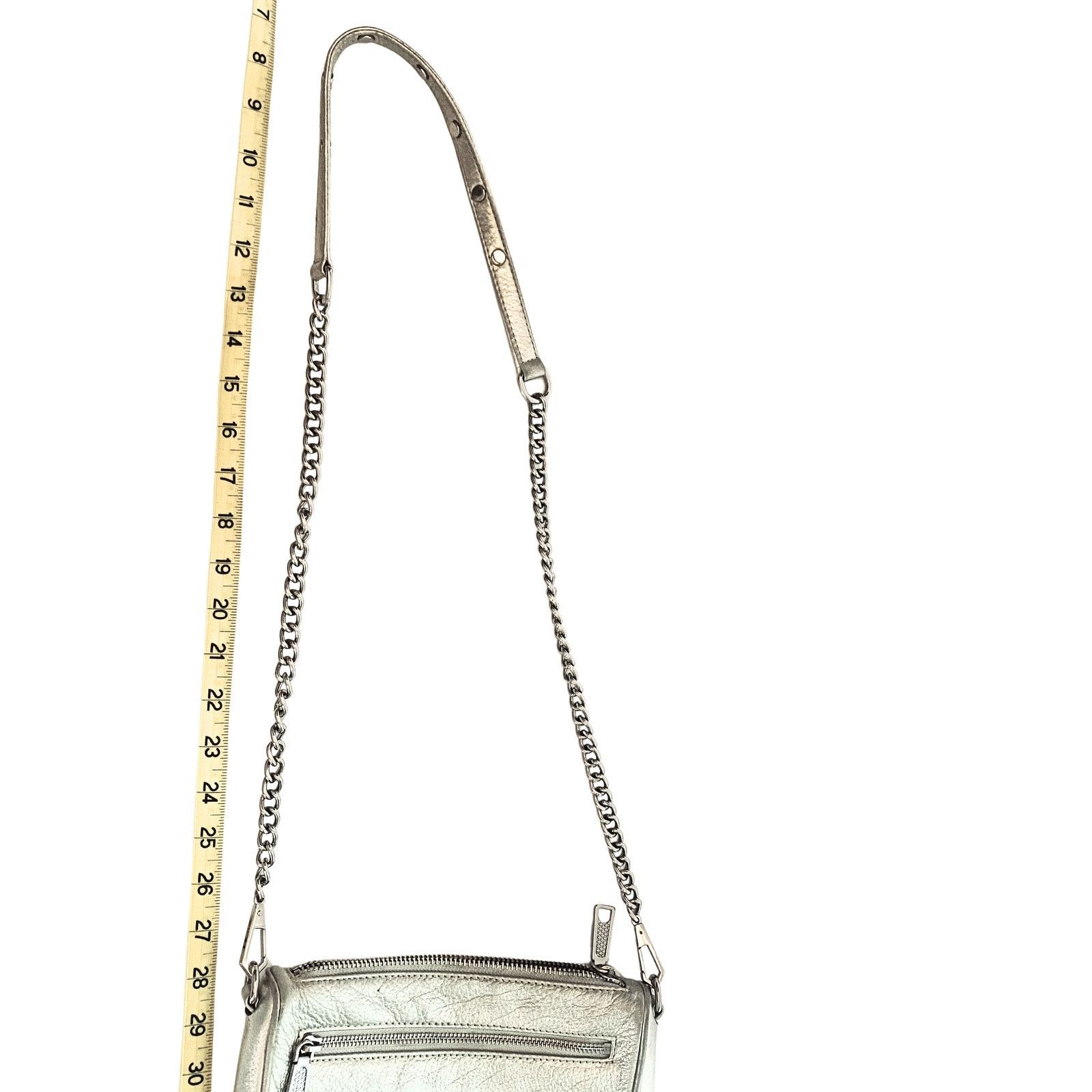 Rebecca Minkoff Rebecca Minkoff Silver Leather Crossbody with Chain Strap Size ONE SIZE - 7 Thumbnail