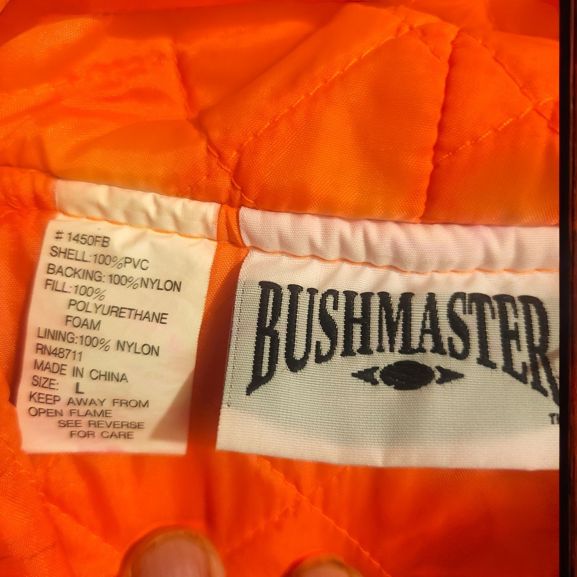 Vintage Bushmaster Orange Rain Jacket Hooded Vtg L Nylon & PVC Snap Size US L / EU 52-54 / 3 - 3 Thumbnail