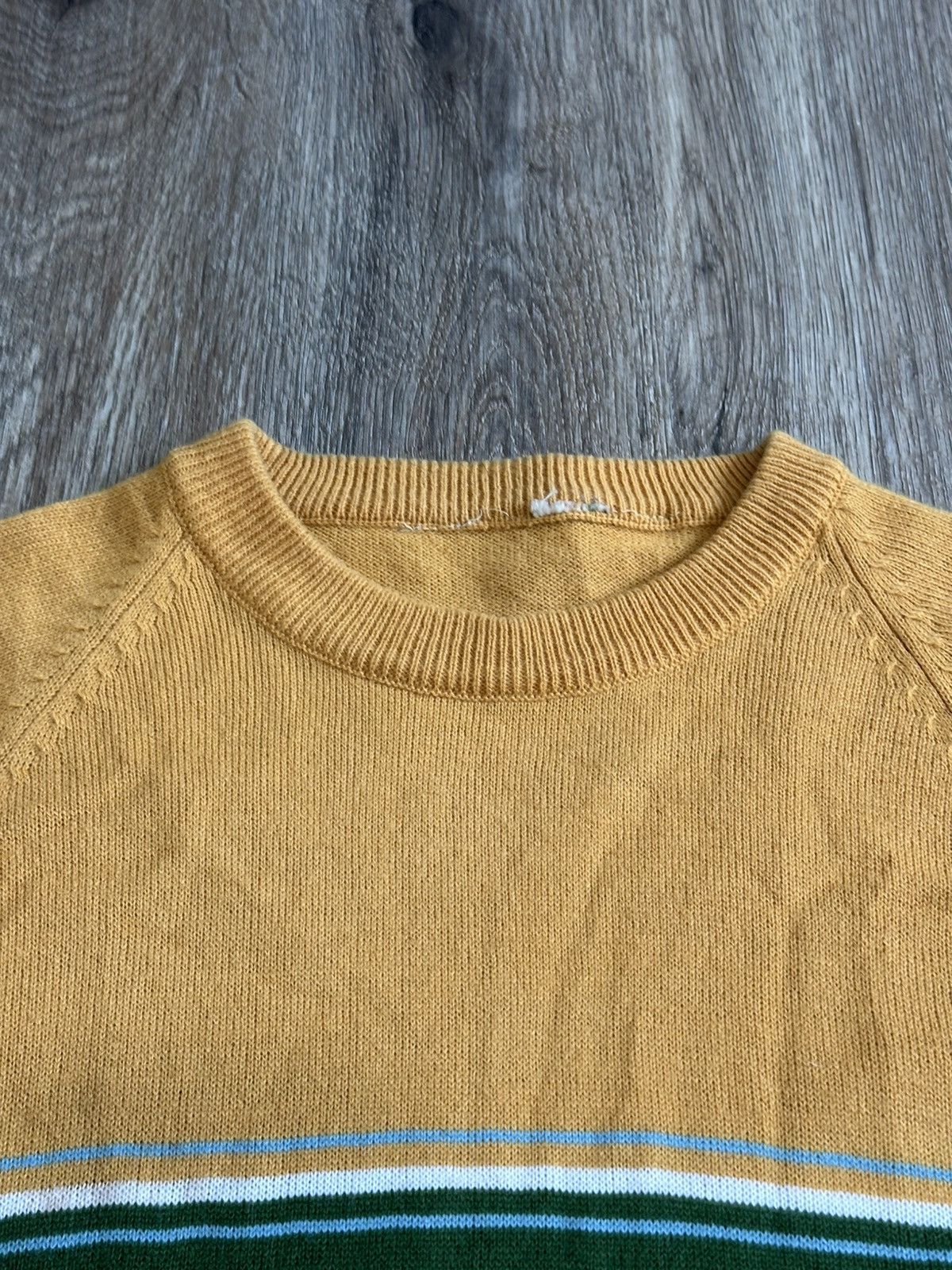 Other Vintage 70s Mustard Yellow & Green Striped Short Sleeve Knit Size US M / EU 48-50 / 2 - 2 Thumbnail