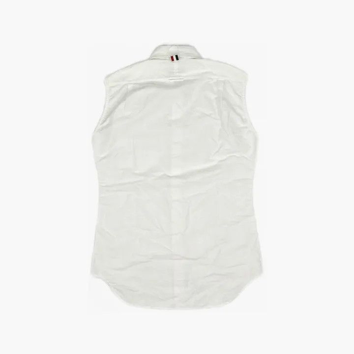 Thom Browne Thom Browne White Sleeveless Oxford Shirt -2507 Size US S / EU 44-46 / 1 - 1 Thumbnail