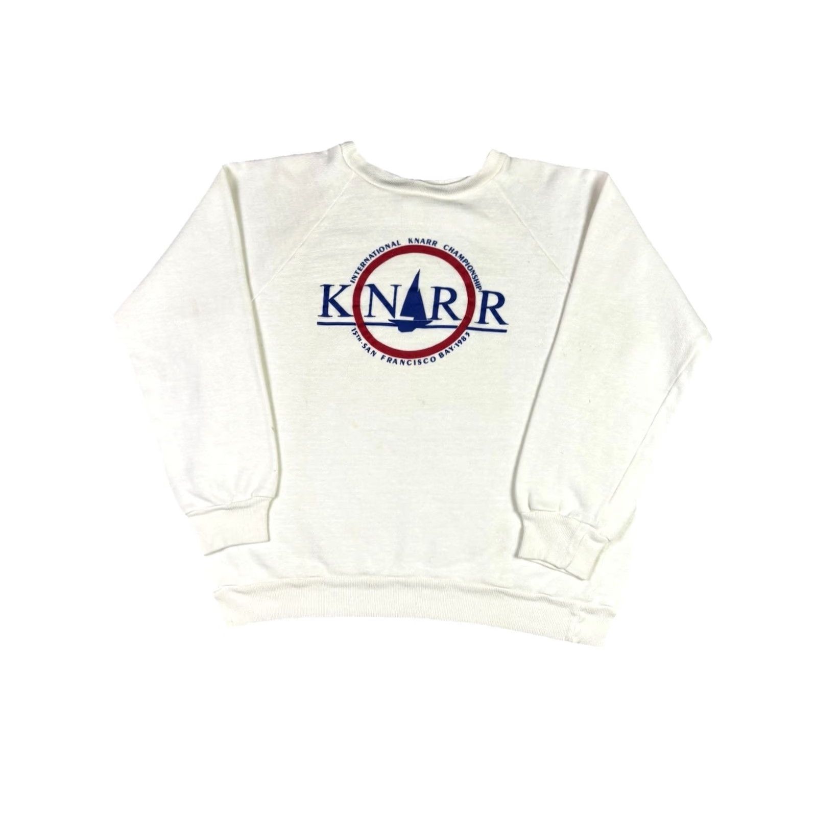 Vintage VINTAGE Knarr Sweatshirt Crewneck Small 80s White Adidas Basketball Soccer Graphic Print Nightvision Logo Pullover Men Size US S / EU 44-46 / 1 - 2 Thumbnail