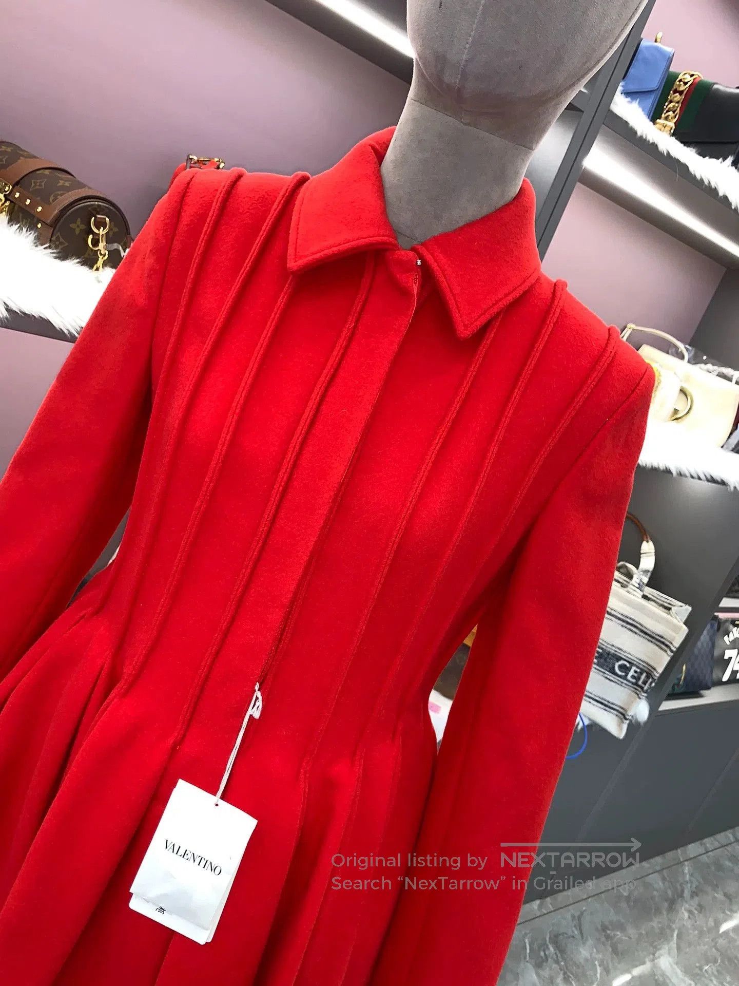 Valentino VALENTINO Women's Red Cashmere Coat. Size US XL / EU 56 / 4 - 3 Thumbnail