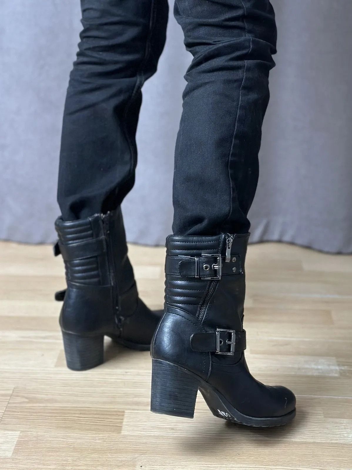 New Rock Vintage Leather Hight Heels Style Gothic Rick Size US 9 / IT 39 - 14 Thumbnail