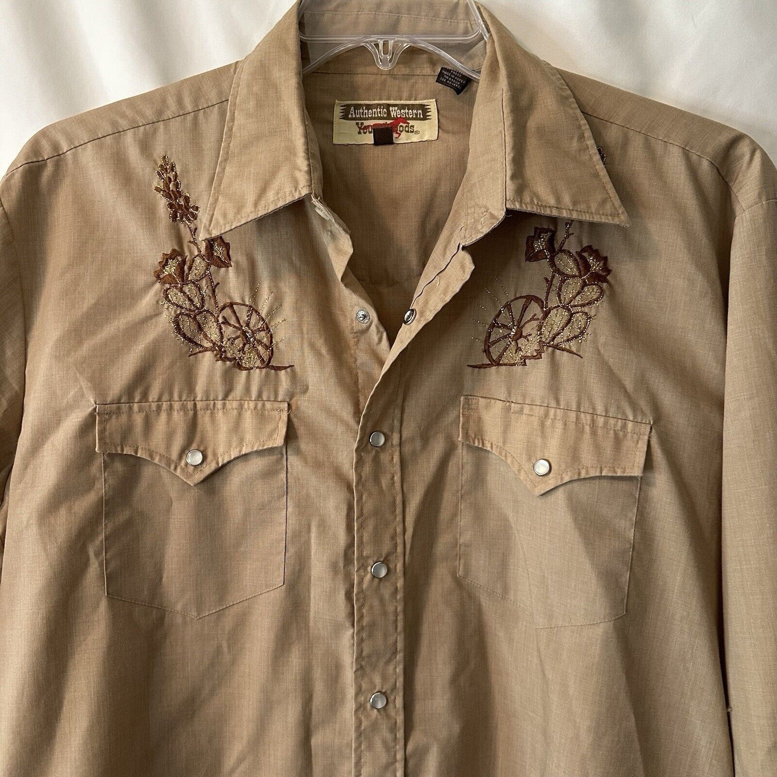 Other Authentic Western Youngbloods Snap Shirt LR Tan Embroidered Size US L / EU 52-54 / 3 - 2 Thumbnail