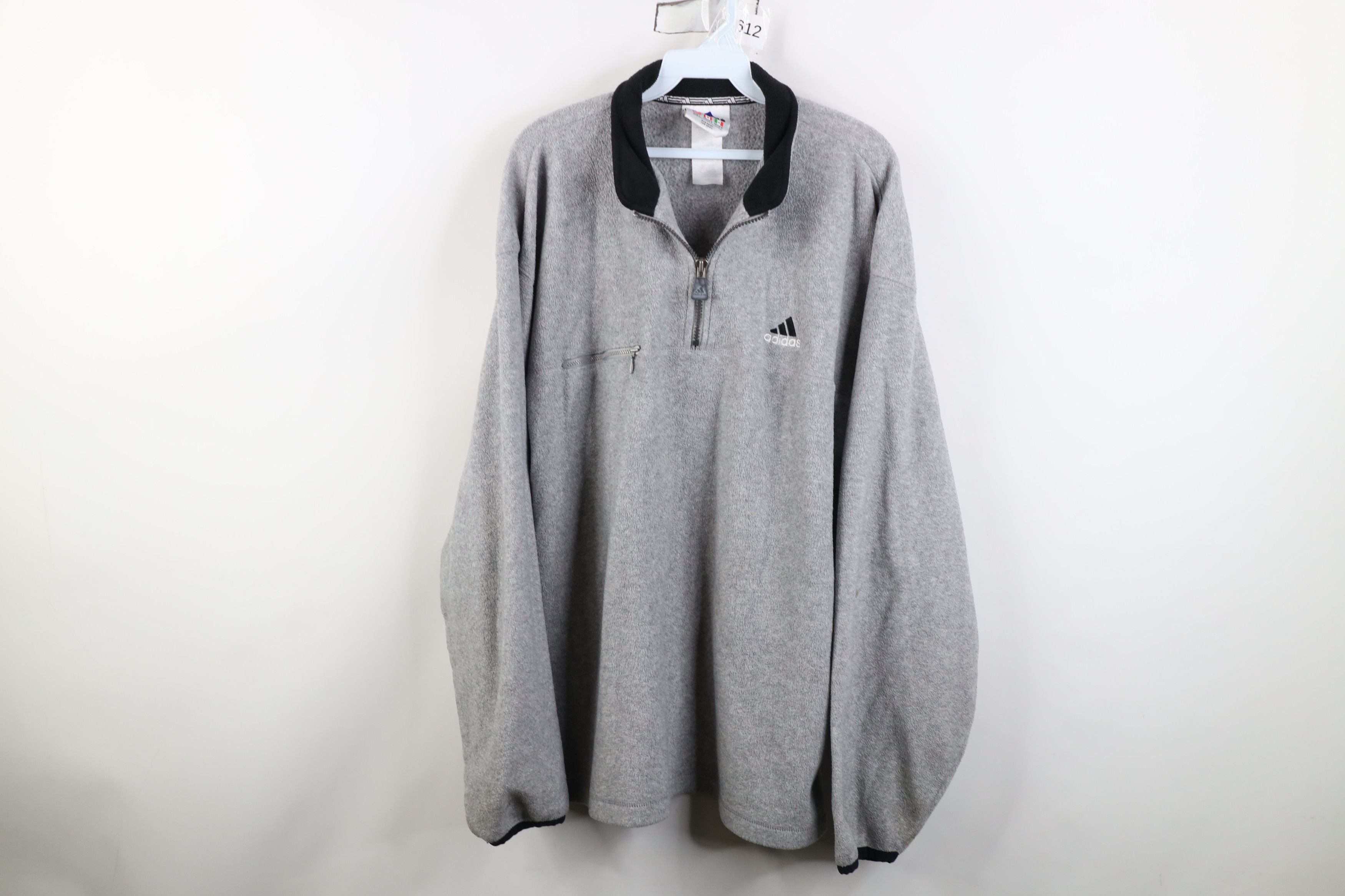 Adidas Vintage 90s Adidas Baggy 1/4 Half Zip Fleece Sweater Gray Size US L / EU 52-54 / 3 - 1 Thumbnail