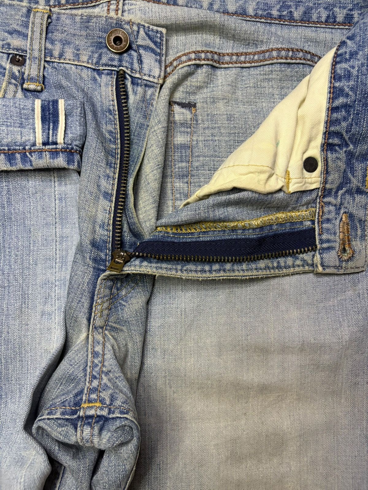 Edwin Vintage Edwin 505ZX Selvedge Mud Wash Distressed Loose Jeans Size US 30 / EU 46 - 10 Thumbnail