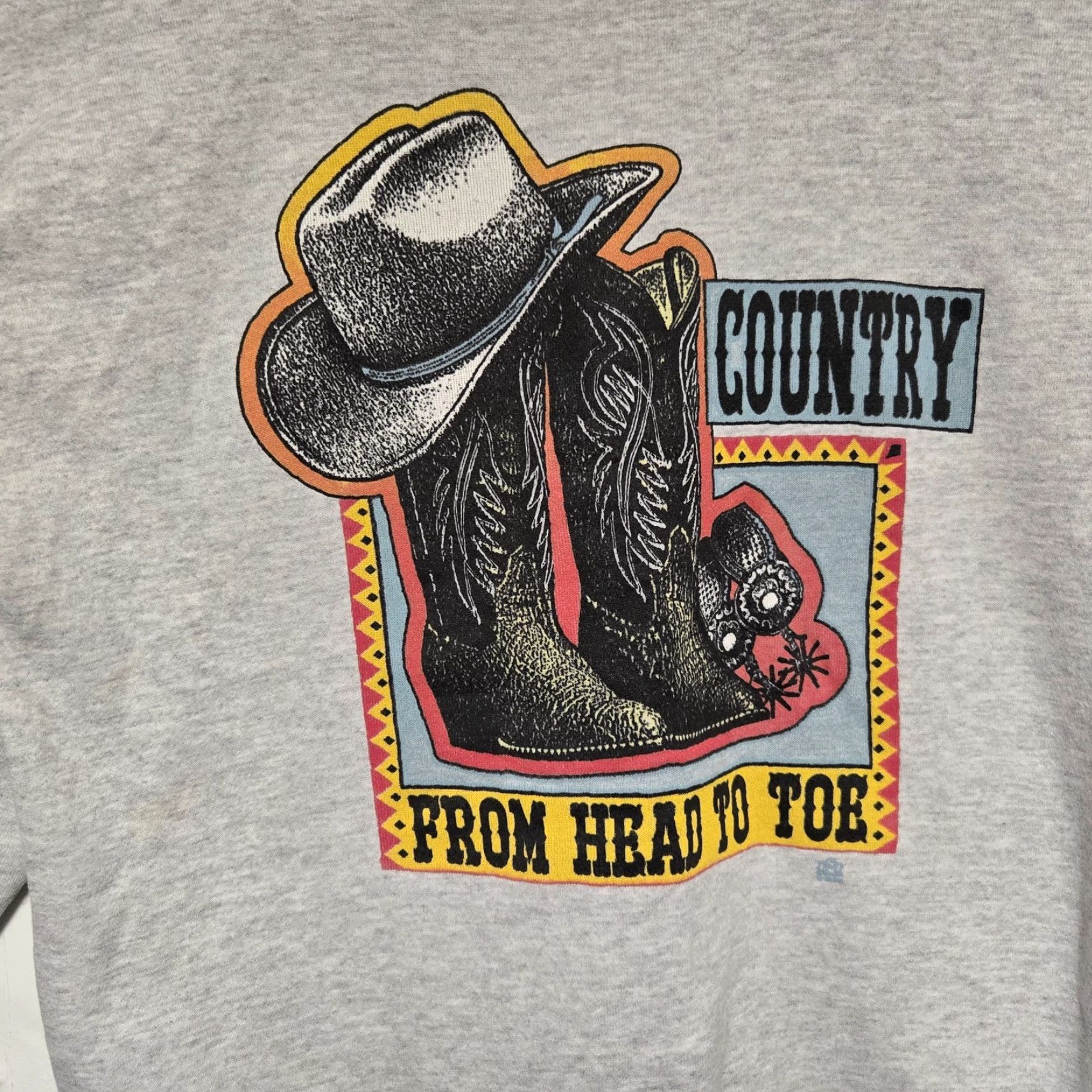 Vintage VINTAGE Sweatshirt Cowboy Country From Head To Toe Gray Large Adult Men 1990s 80s 90s Pullover Size US L / EU 52-54 / 3 - 4 Thumbnail