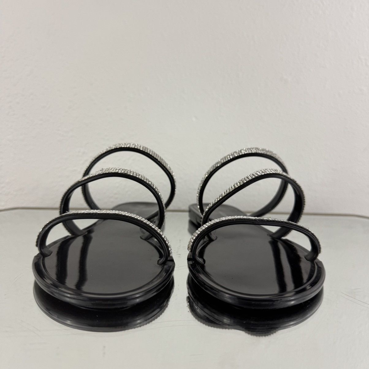 Steve Madden STEVE MADDEN Black Silver Strappy Yoma Jelly Slip On Sandals Size US 7 / IT 37 - 7 Thumbnail