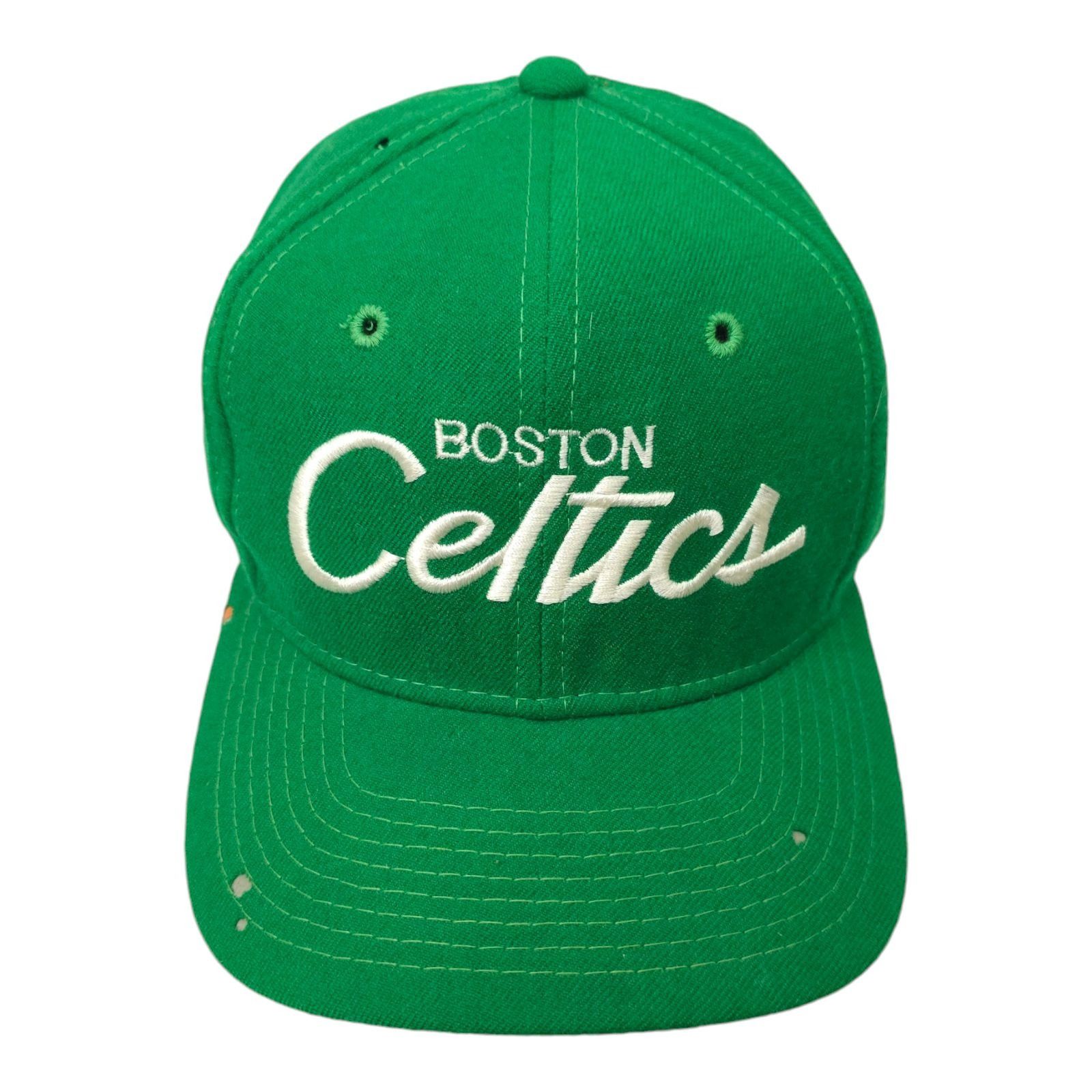 Sports Specialties Boston Celtics Script Cap Vtg 90s READ Moth Holes Snapback Size ONE SIZE - 1 Thumbnail