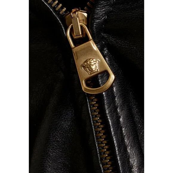 Versace Versace Wrap-effect Pleated Leather Mini Skirt Black IT 42 6 Size 28" / US 6 / IT 42 - 14 Thumbnail