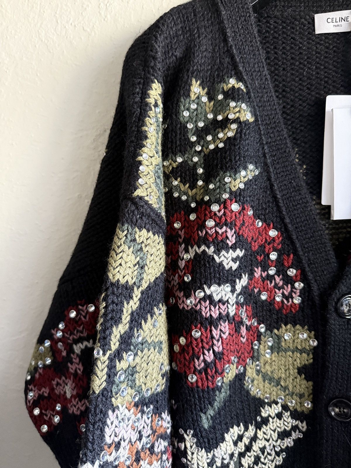 Celine × Hedi Slimane $4500 Celine studded heavy knit cardigan Hedi Slimane Size US L / EU 52-54 / 3 - 4 Thumbnail