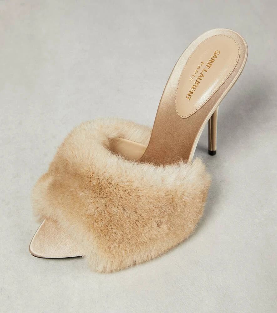 Saint Laurent Paris o1s1wg111024 LA16 Heeled Mules in Beige Size US 6.5 / IT 36.5 - 4 Thumbnail
