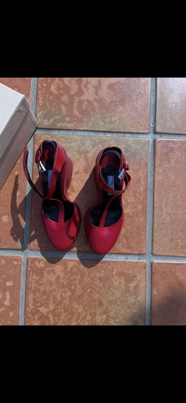 Prada Authentic Prada Burgundy Leather Platform Wedge Size US 7.5 / IT 37.5 - 5 Thumbnail