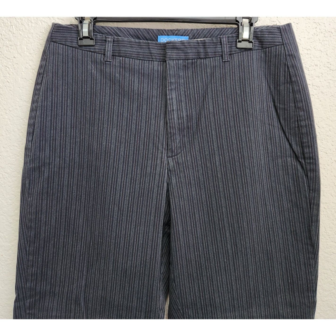 Dockers Dockers Women Black Charcoal Pinstripe Favorite Fit Pants 12 Size 31" - 2 Thumbnail