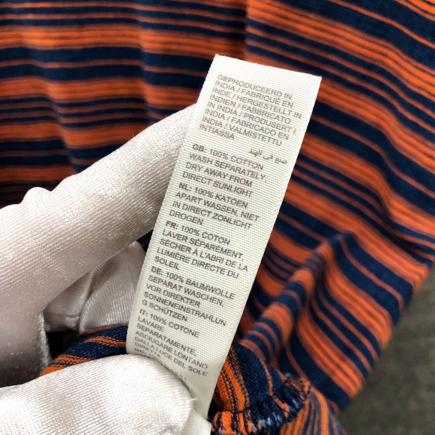 FatFace Fat Face T Shirt Mens XL Indigo Dye Short Sleeve Orange Blue Striped Cotton Crew Shirt Vintage? No Size US XL / EU 56 / 4 - 7 Thumbnail