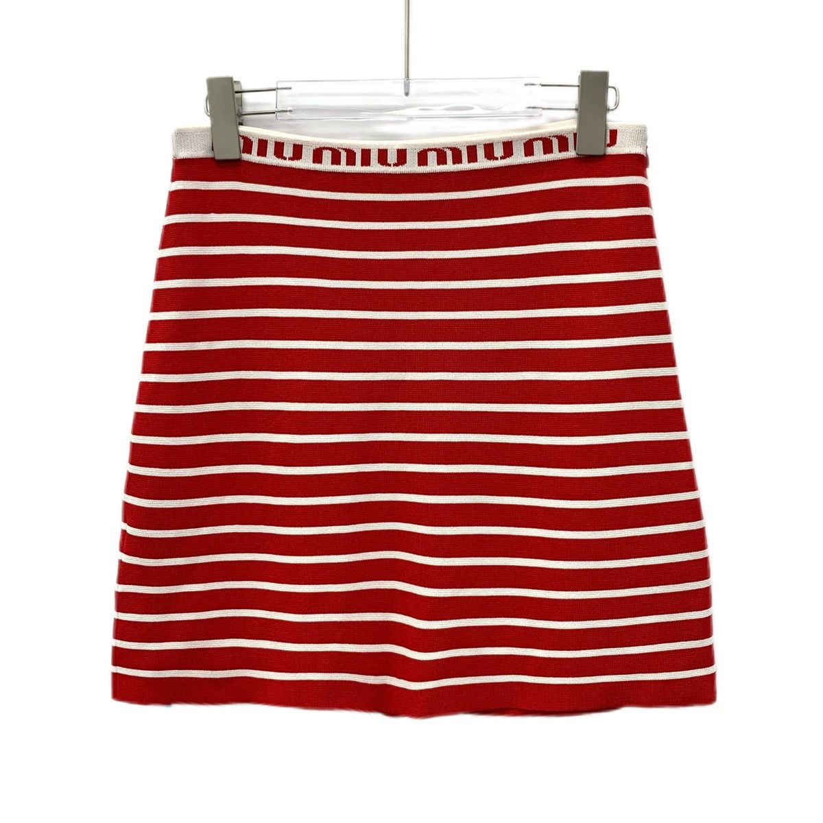 Miu Miu Miu Miu Logo Intarsia Striped Casual Knit Skirt K26WX Size 28" / US 6 / IT 42 - 1 Thumbnail