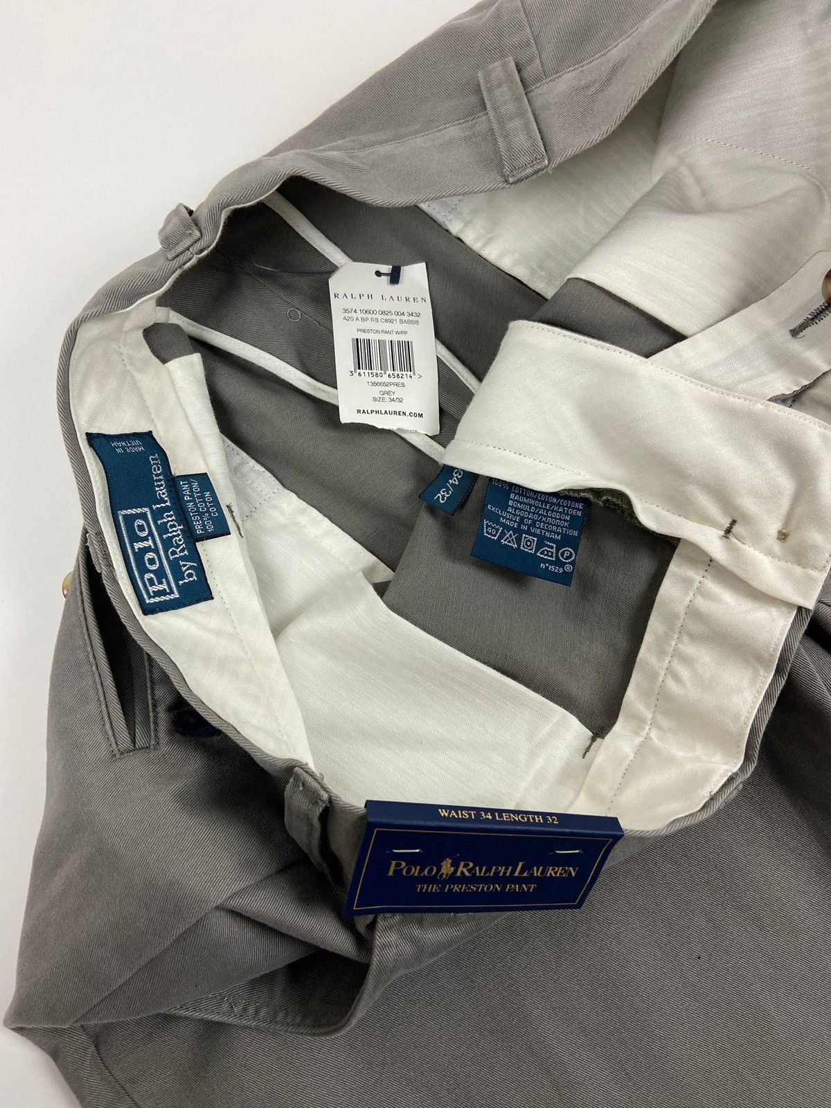 Polo Ralph Lauren Vintage Preston Pant Grey ChinoTrousers Cotton Classic Pants Size US 34 / EU 50 - 6 Thumbnail