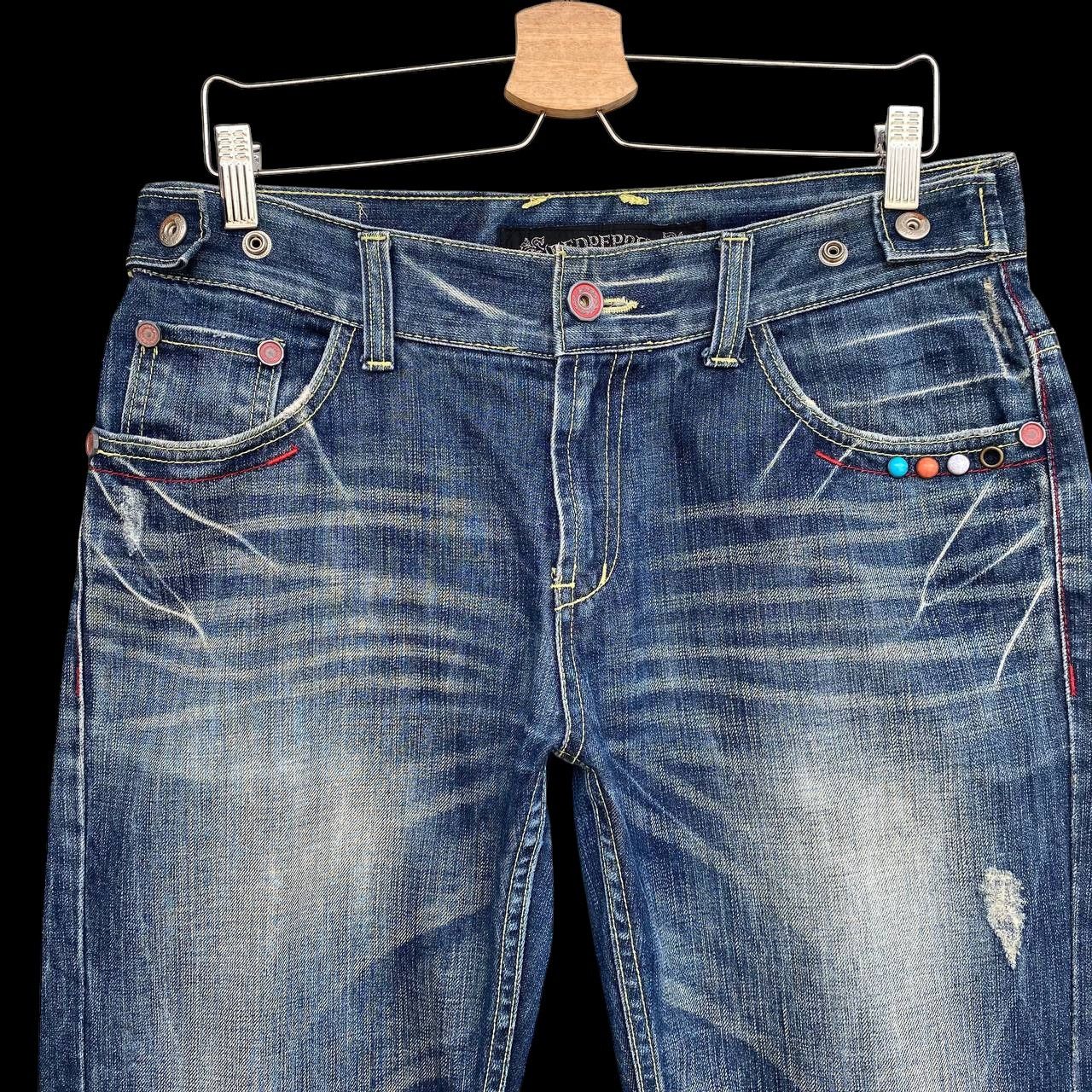 Japanese Brand × Le Grande Bleu (L.G.B.) × Tornado Mart A BEAUTIFUL FLARE DENIM RED PEPPER GOLD LABEL EAGLE WING Size US 31 - 17 Thumbnail