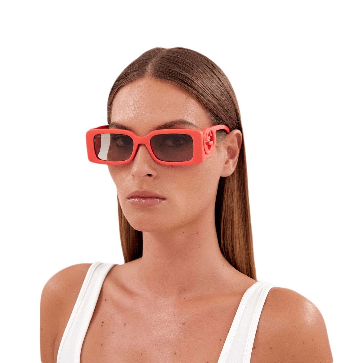 Gucci NEW Gucci GG1325S 005 Red Brown Gradient Women Authentic Size ONE SIZE - 1 Thumbnail