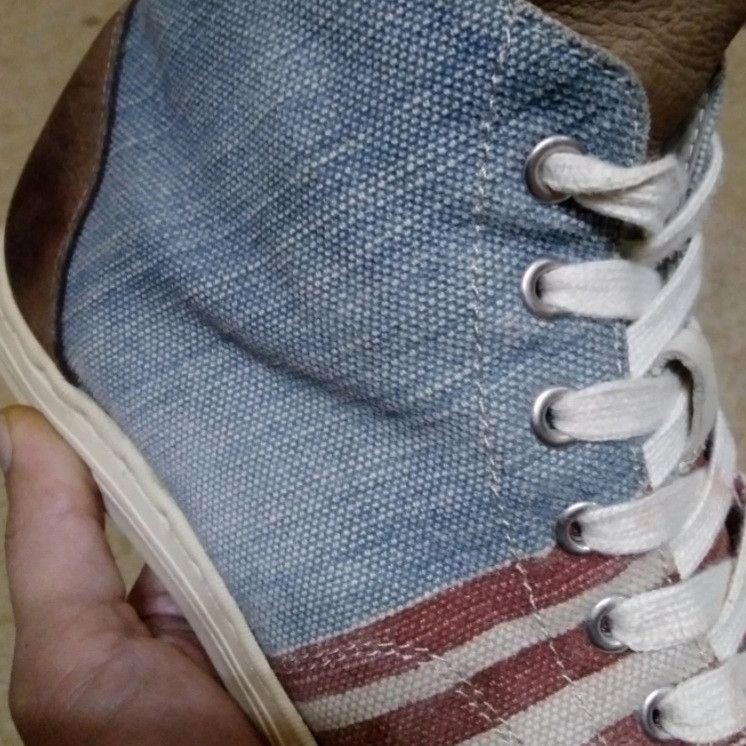 Visvim Visvim Lauda Stripe Folk Natural Dye Skagway hi top sneakers Size US 8 / EU 41 - 7 Thumbnail