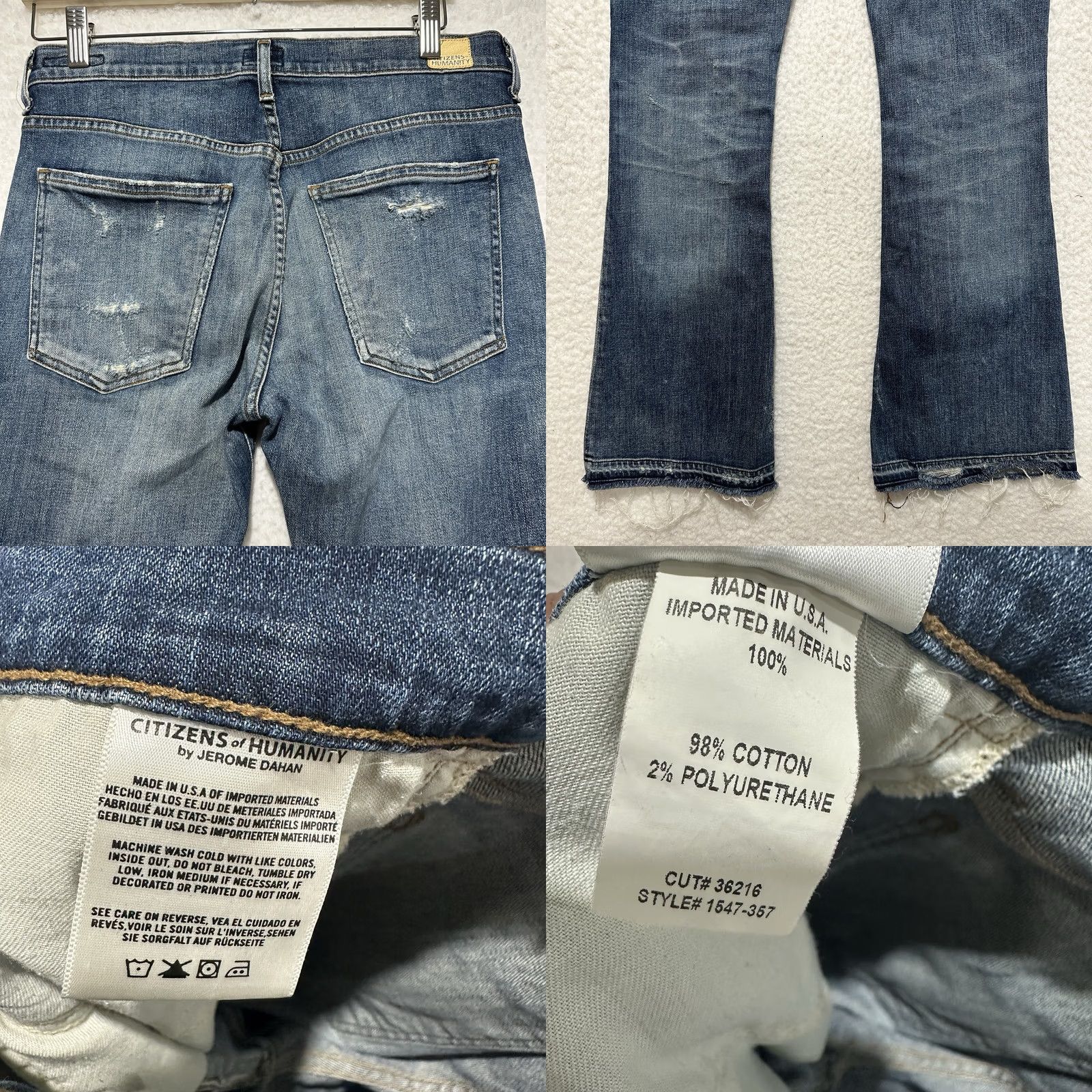 Citizens Of Humanity VINTAGE Citizens of Humanity Drew Flip Flop Flare Denim Jeans 28 Blue Womens Wide Leg 5-Pocket Distressed Jeans Size 28" / US 6 / IT 42 - 9 Thumbnail