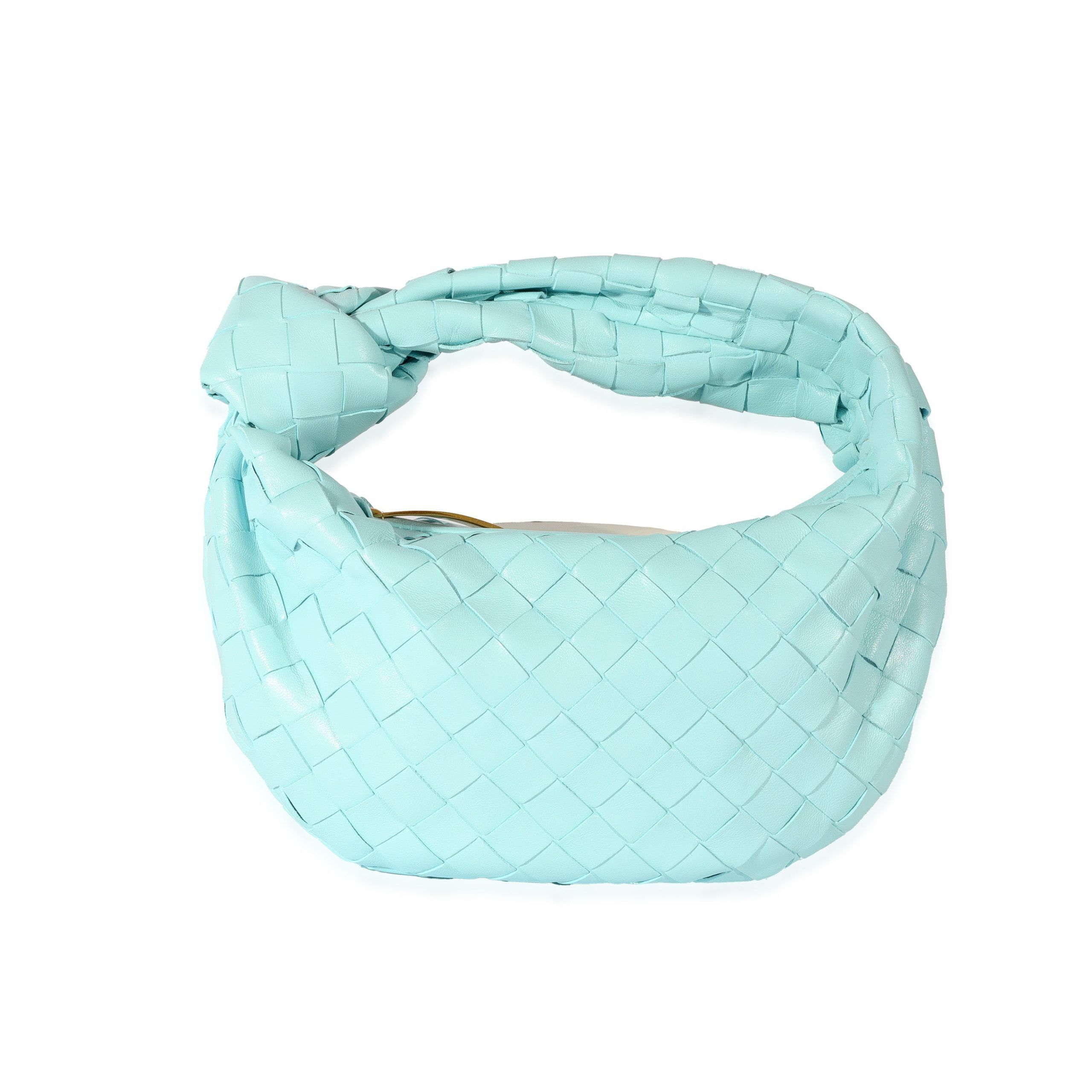 image of Bottega Veneta Ice Intrecciato Mini Jodie in Blue, Women's