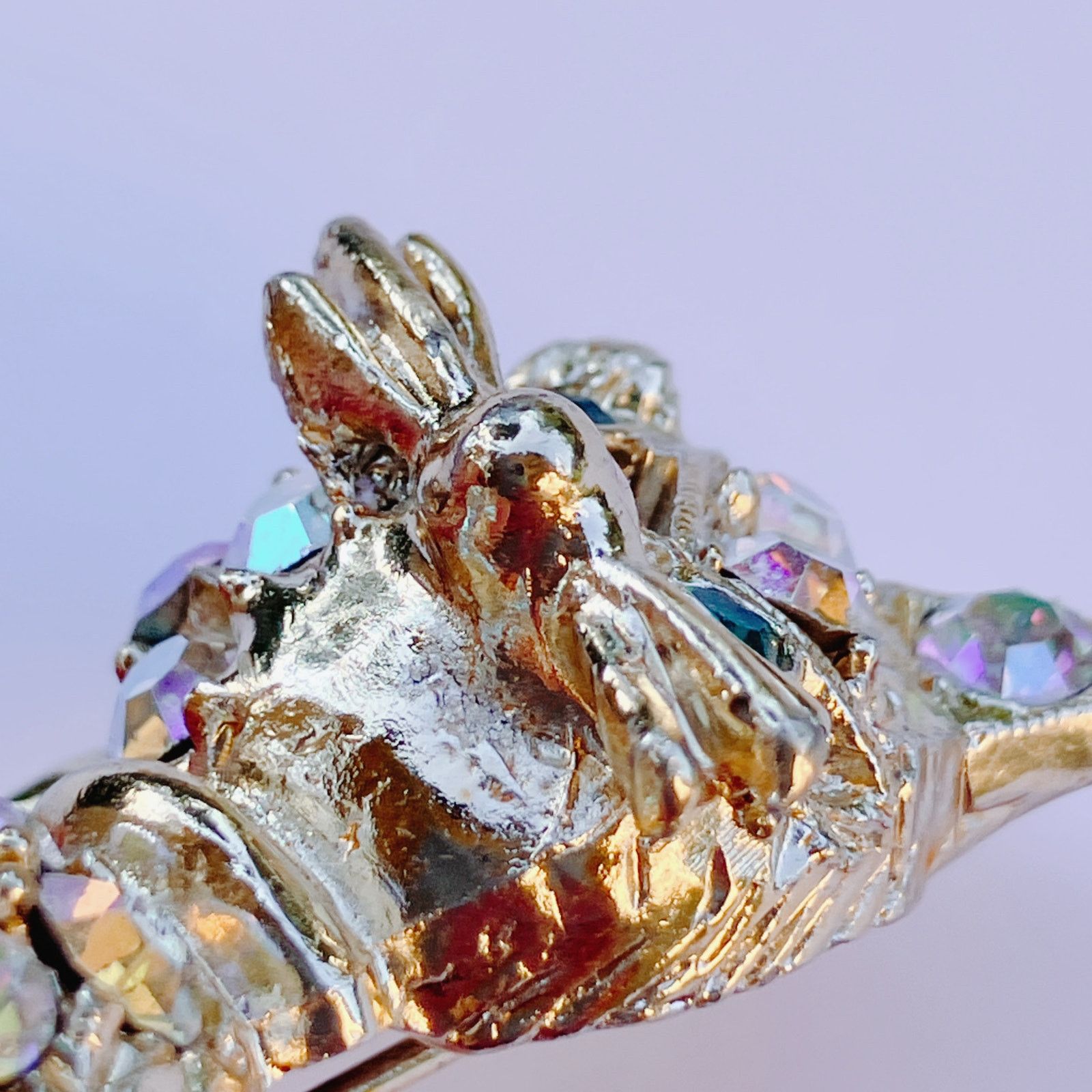 Vintage Vintage Mid Century Cat Brooch AB Rhinestones Kitschy Size ONE SIZE - 7 Thumbnail
