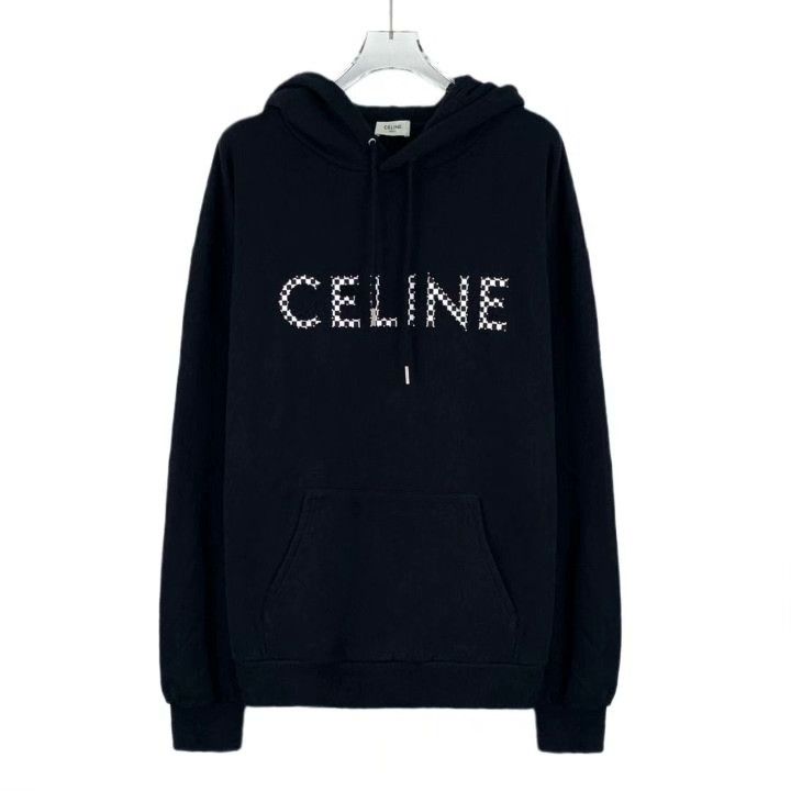 Celine Celine Black Logo Beaded Cotton Hoodie Size M / US 6-8 / IT 42-44 - 1 Thumbnail