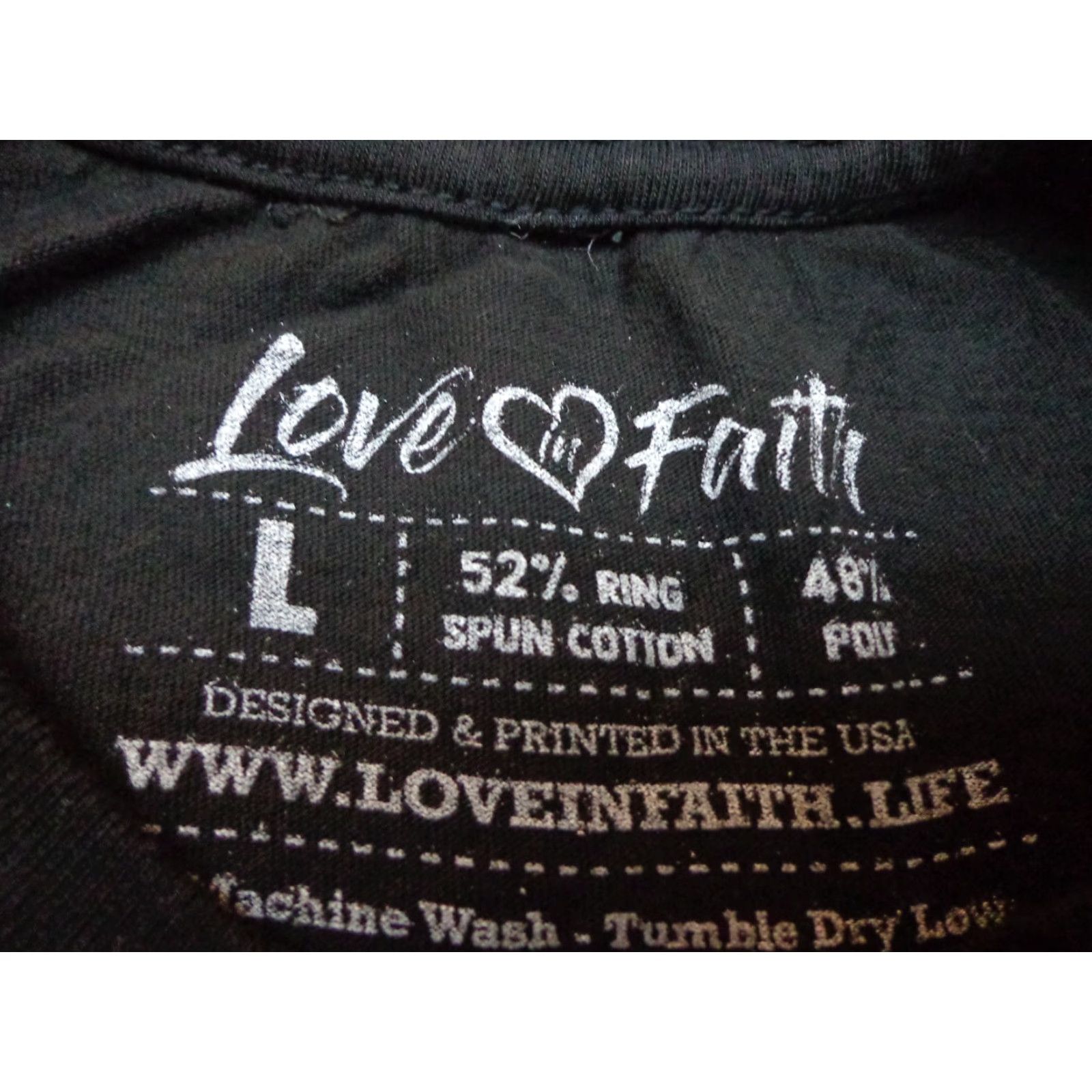 Vintage LOVE IN FAITH Hope T-Shirt Tee Black Womens Size Large Size L / US 10 / IT 46 - 3 Thumbnail