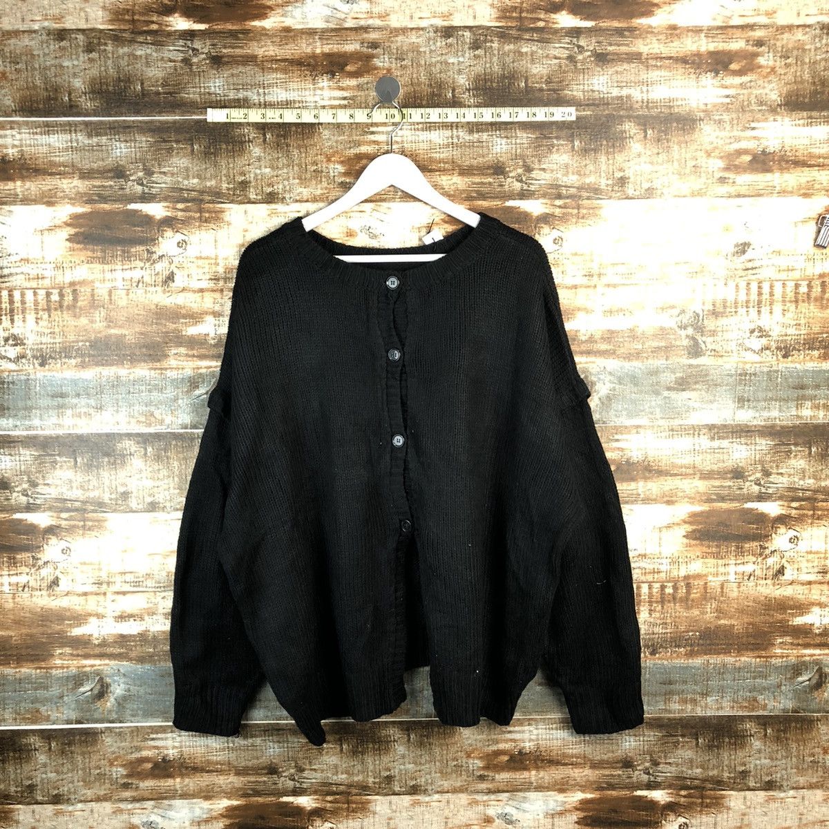 Japanese Brand Japan vintage ripped Black Patterned Cardigans #A1965 Size US XL / EU 56 / 4 - 1 Thumbnail
