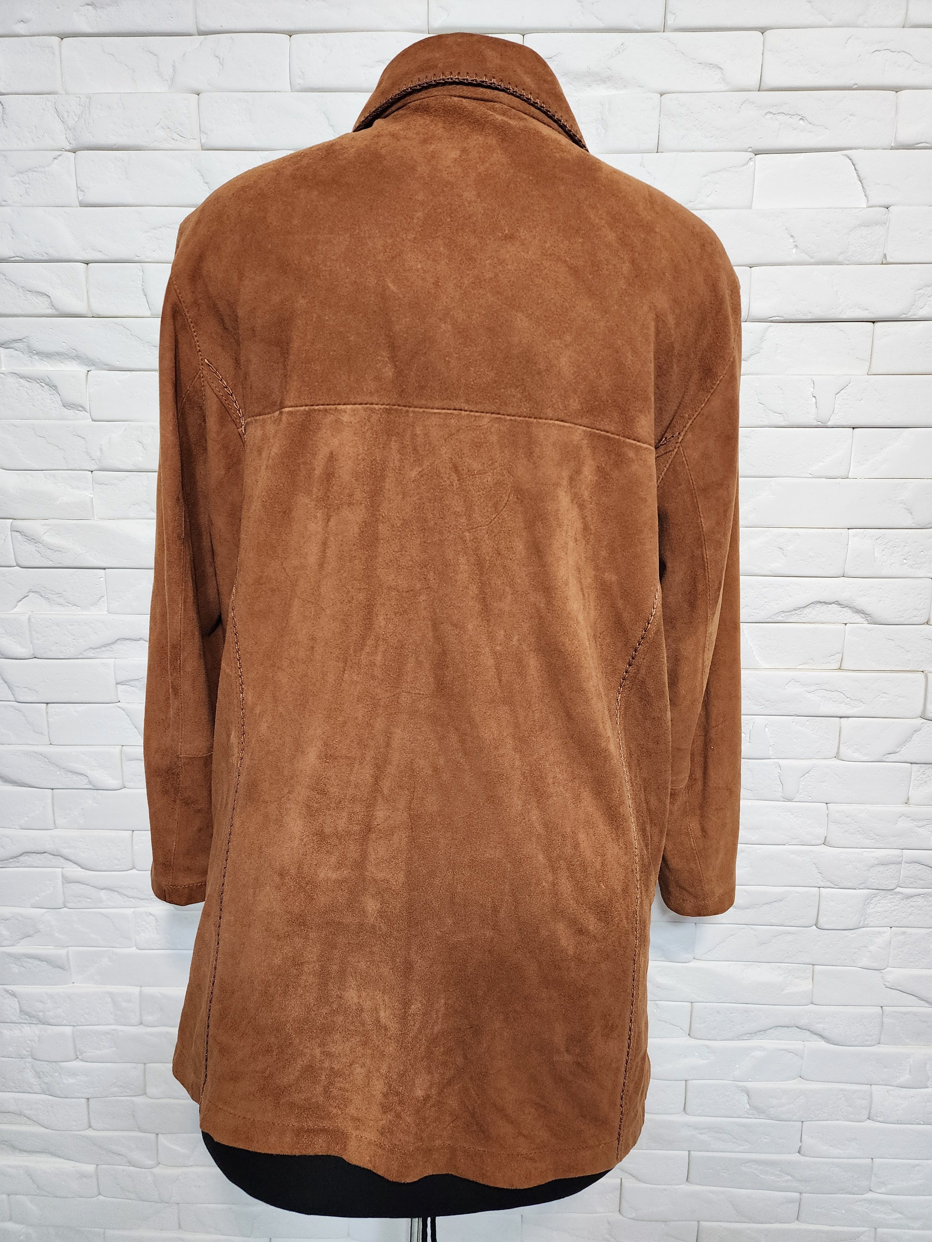 Genuine Leather Women's Suede Shirt: Brown Leather Simple Style Size XL / US 12-14 / IT 48-50 - 4 Thumbnail