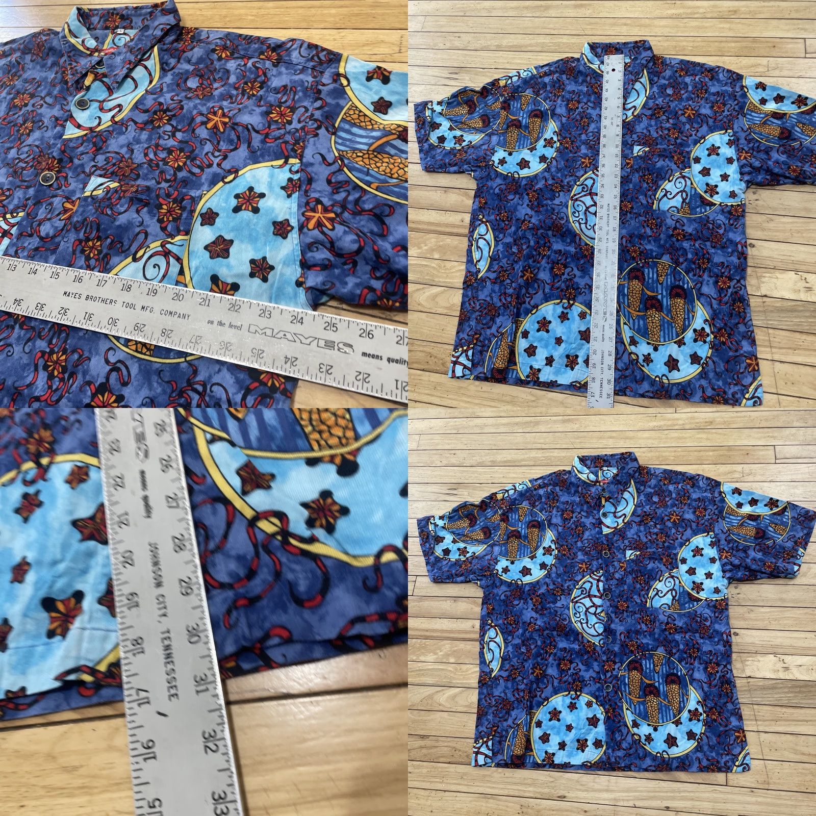 Vintage Signum Graphic Shirt Men L Oversized Butterfly Starfish Blue Orange Geometric Premium Button Up Shirt Size US L / EU 52-54 / 3 - 8 Thumbnail